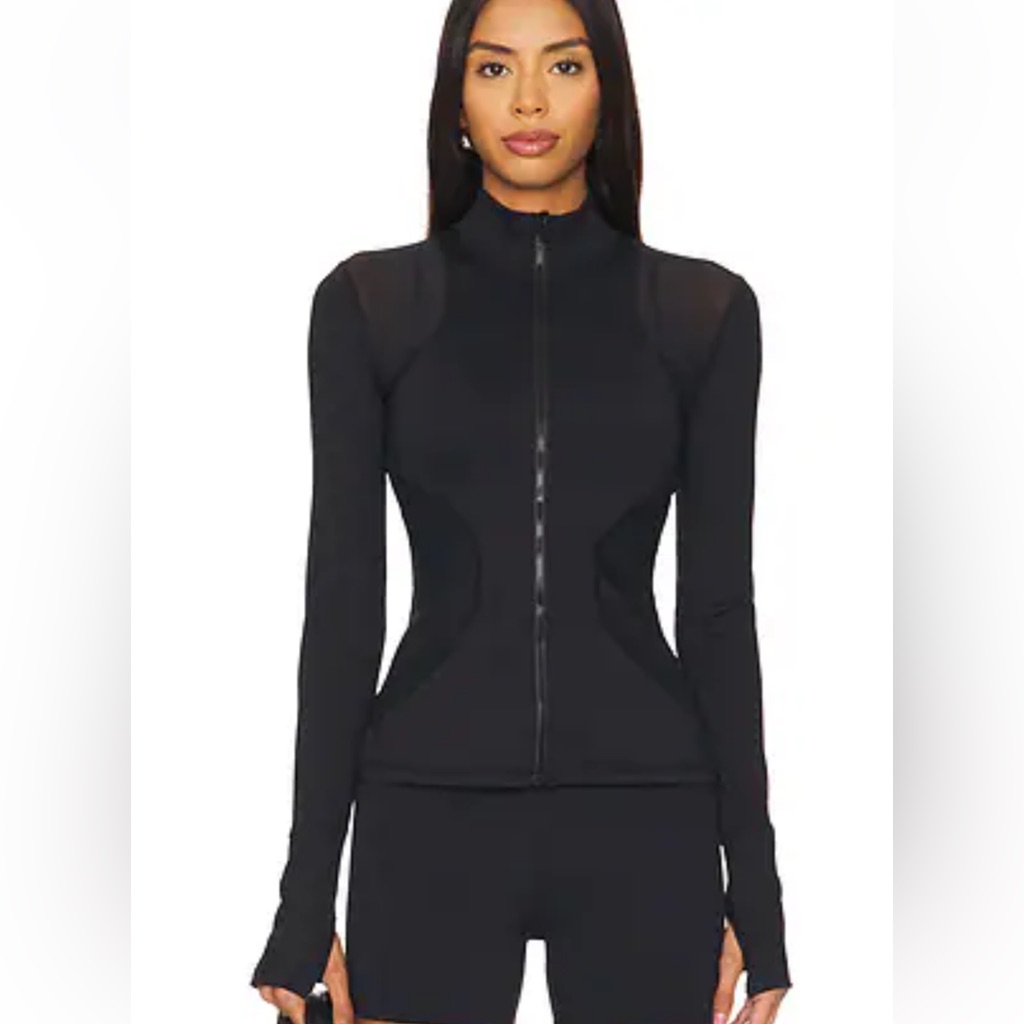 Ivl Collective Revolve Perforated Athletic Jacket Black Women's Size S Gym